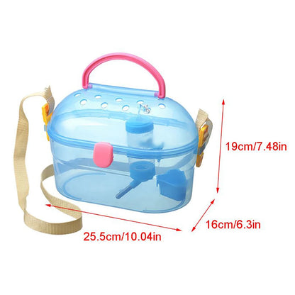 Hamster Carrier Portable Breathable Hamster Travel Cage Pet Outdoor Carrier Small Animal Guinea Pig with Bottle and Feeder