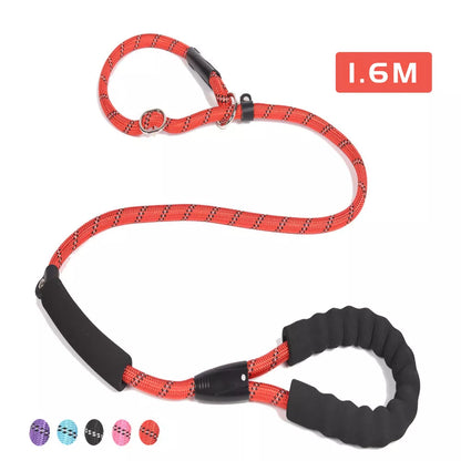 Nylon Pet Leash Outdoor Training Reflective Dog Leashes Double Handle Rope P Style Adjustable Collar Belt For Small Large Dogs