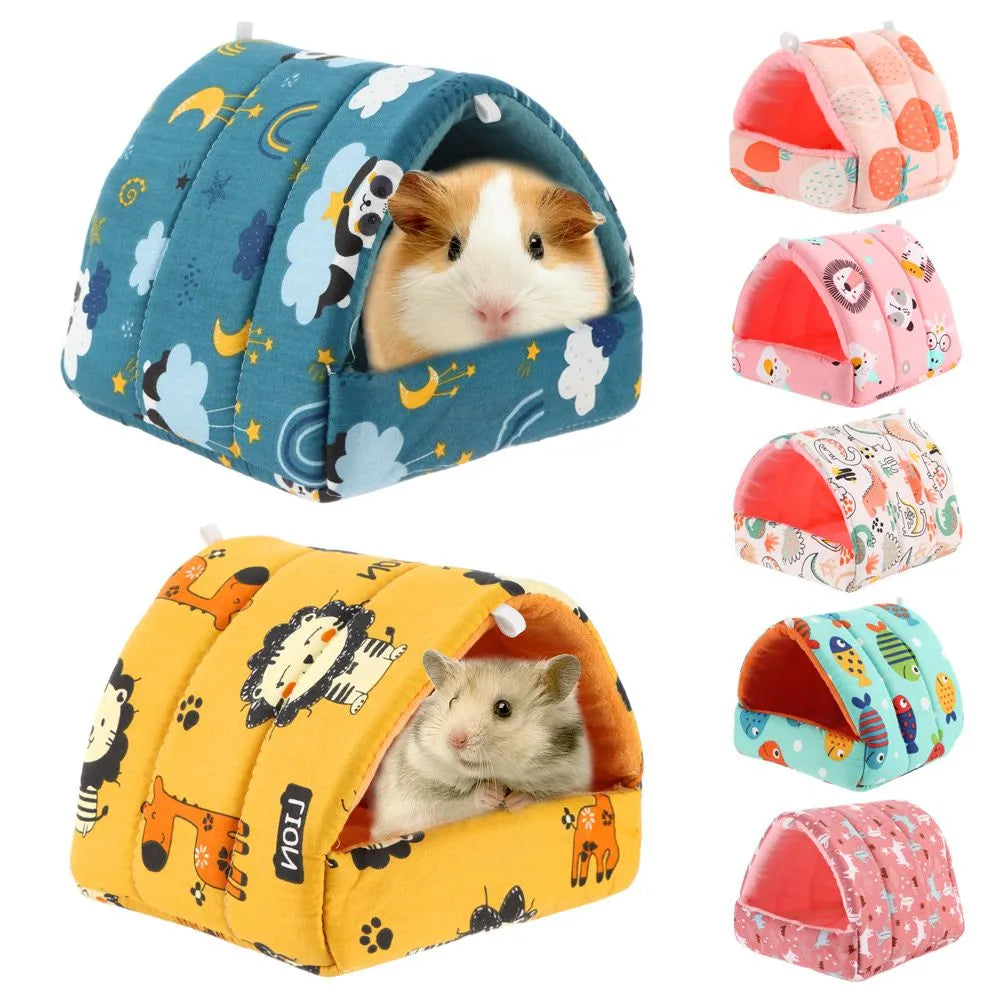 Cute Mini Cage Rabbit Squirrel Winter Warm Mat Guinea Pig Nest Hamster House Small Animal Sleeping Bed Pet Hanging Cage