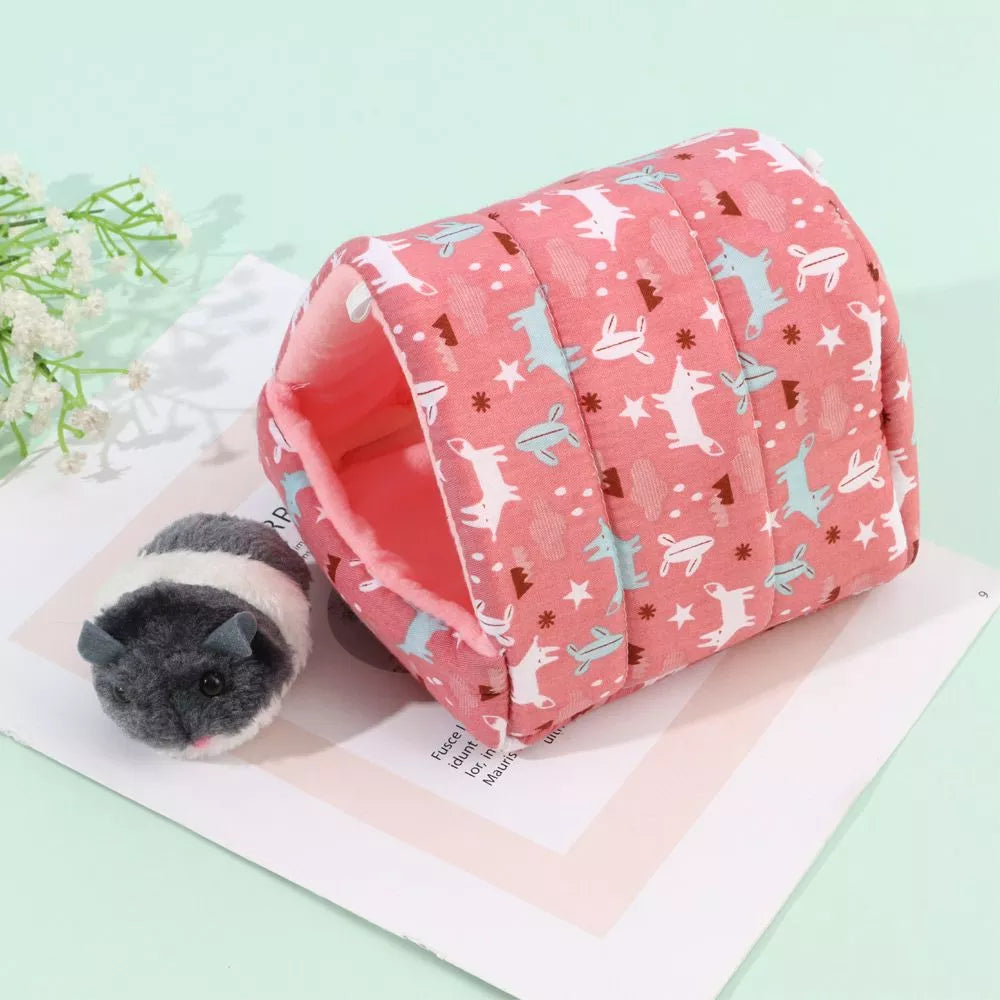 Cute Mini Cage Rabbit Squirrel Winter Warm Mat Guinea Pig Nest Hamster House Small Animal Sleeping Bed Pet Hanging Cage