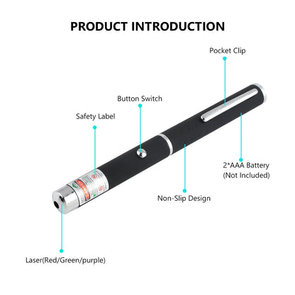 Laser Pointer 4mW High Pointer Laser Meter Pet Cat Toy Light Sight 530Nm 405Nm 650Nm Power Red Dot Office Interactive Laser Pen