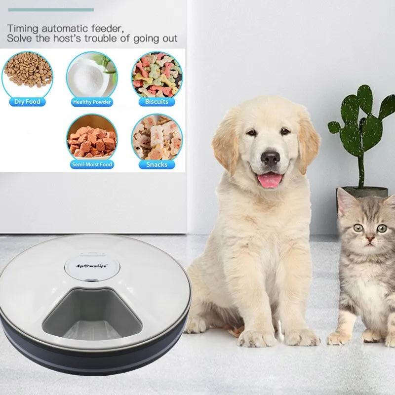 Pet Automatic Feeder Food Timing Dispenser Portion Control Detachable Dogs Cats Anti Slip With Voice Recorder Dry Wet Food 40%