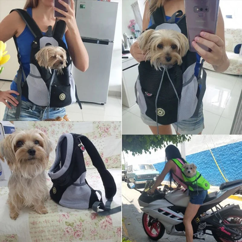 Outdoor Pet Dog Carrier Bag Portable Travel Backpack  Front Bag Double Shoulder Mesh Backpack Head Carrying Bags For Cat