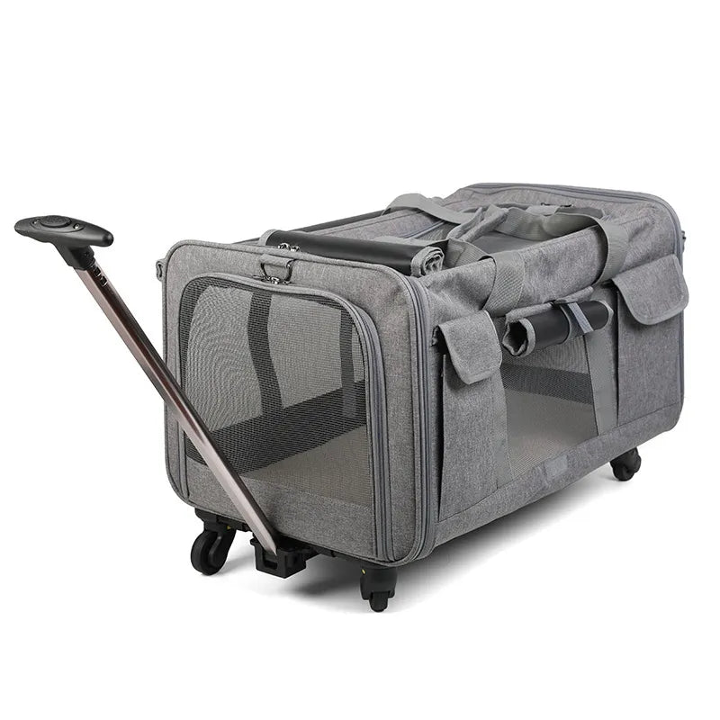 Pet Travel Bag PortableTrolley Case Detachable Universal Wheel Breathable Foldable Large Capacity Pet Puppy Breathable Mesh Bag