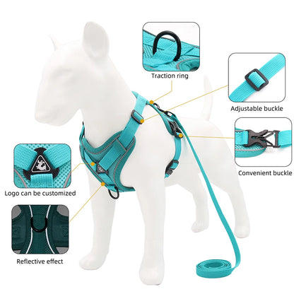 No Pull Dog Harness and Leash Set, Adjustable Pet Harness Vest for Small Dogs Cats, Reflective Dog Chest Strap Lead Walking