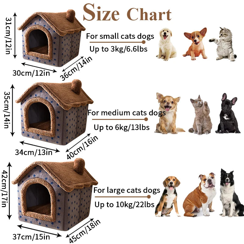 Foldable Cat Bed Pet Dog House Winter Cat Villa Sleep Kennel Removable Warm Nest Enclosed Tents Cave Sofa Pet Supplies