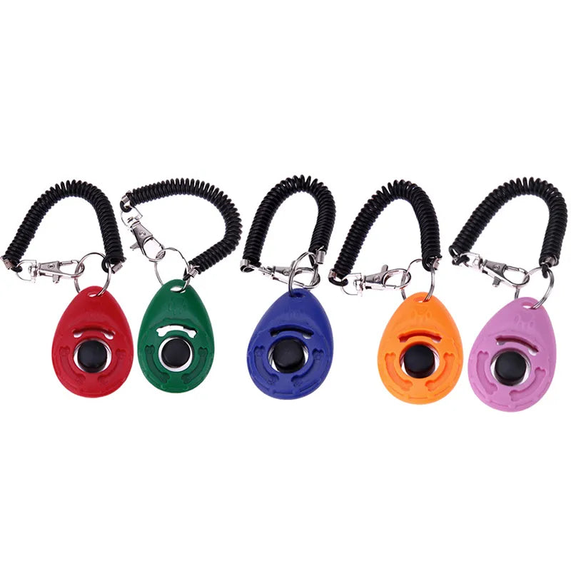 Pet Cat Dog Training Clicker Plastic New Dog Click Trainer Portable Auxiliary  Adjustable Wristband Sound Key Chain Dog Supplies