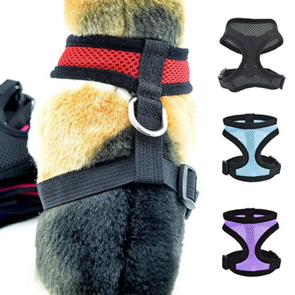 Breathable Small Pet Collar Mesh Dog Harness and Leash Set Cat Vest Harness For Chihuahua Puppy Pug Bulldog Cat Arnes Perro