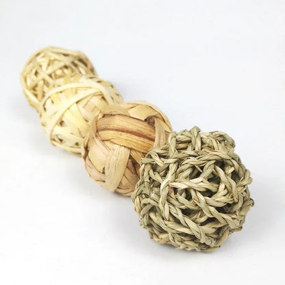 10 Styles 7CM Chewing Braided Ball Guinea Pig Rabbit Hamster Small Animal Play Pet Interactive Chew Toy Natural Grass Ball