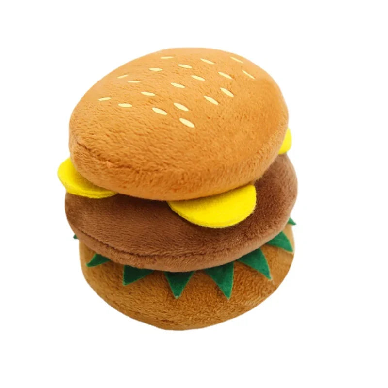 Dog Plush Toys for Small Pet Food Toys Plush Puppy Training Dog Pet Burger and Chip Toy Dog Party Toys