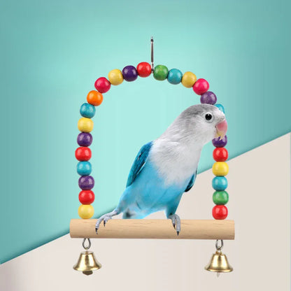 Bird Chewing Toy Parrot Swing Toy Hanging Ring Cotton Rope Parrot Toy Bite Resistant Bird Tearing Toy Pet Bird Cage Training Toy