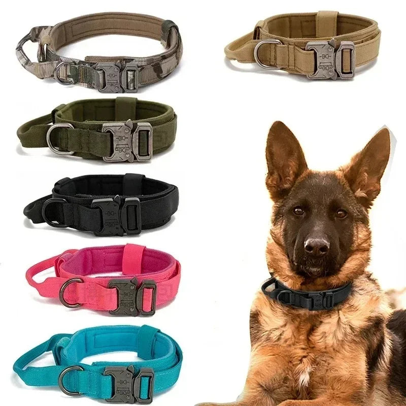 Durable Tactical Dog Collar Leash Set Adjustable Military Pet Collar Leash Medium Large Dog German Shepherd Training Accessories