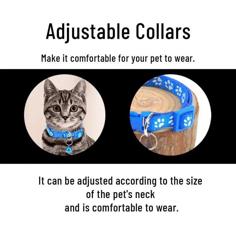 1pc Cute Bell Collar For Cats Dog Collar Teddy Bomei Dog Cartoon Funny Footprint Collars Pet Bell Collar Home Pet Supplies