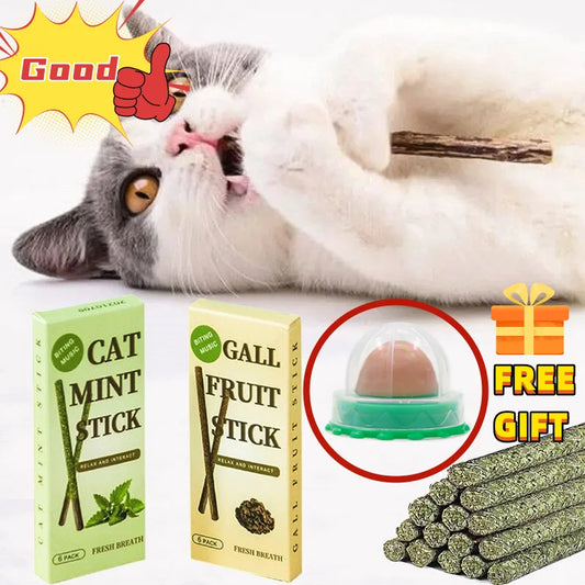 6 Sticks Natural Cat Mint Sticks Cat Catnip Chews Toys Pet Molar Sticks Kittens Cleaning Teeth Bite-resistant Toys Pet Products