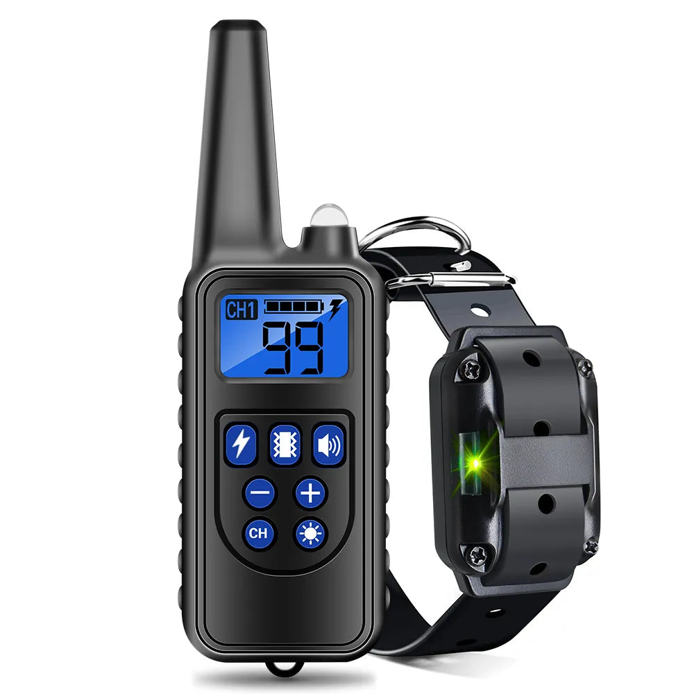 Dog Training Collar Remote Control Shock Vibration Sound Anti Bark Dog Collar Electric Rechargeable EU Plug  500m 800m 1000m