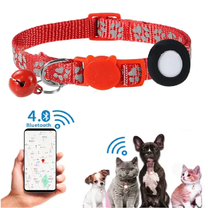 Pet Mini GPS Tracker with cat footprints Pet Detection Wearable Tracker Bluetooth for Cat Dog Anti-lost Colorful Tracker Collar