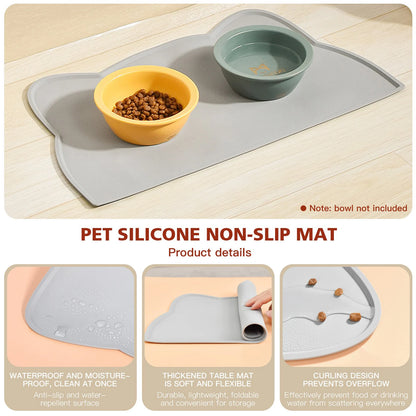 2024 Pet Silicone Food Mat Portable Waterproof Leak-Proof Non-Slip Feeding Mats Bowl Pad Cushion for Cats Dogs Items Pet Items