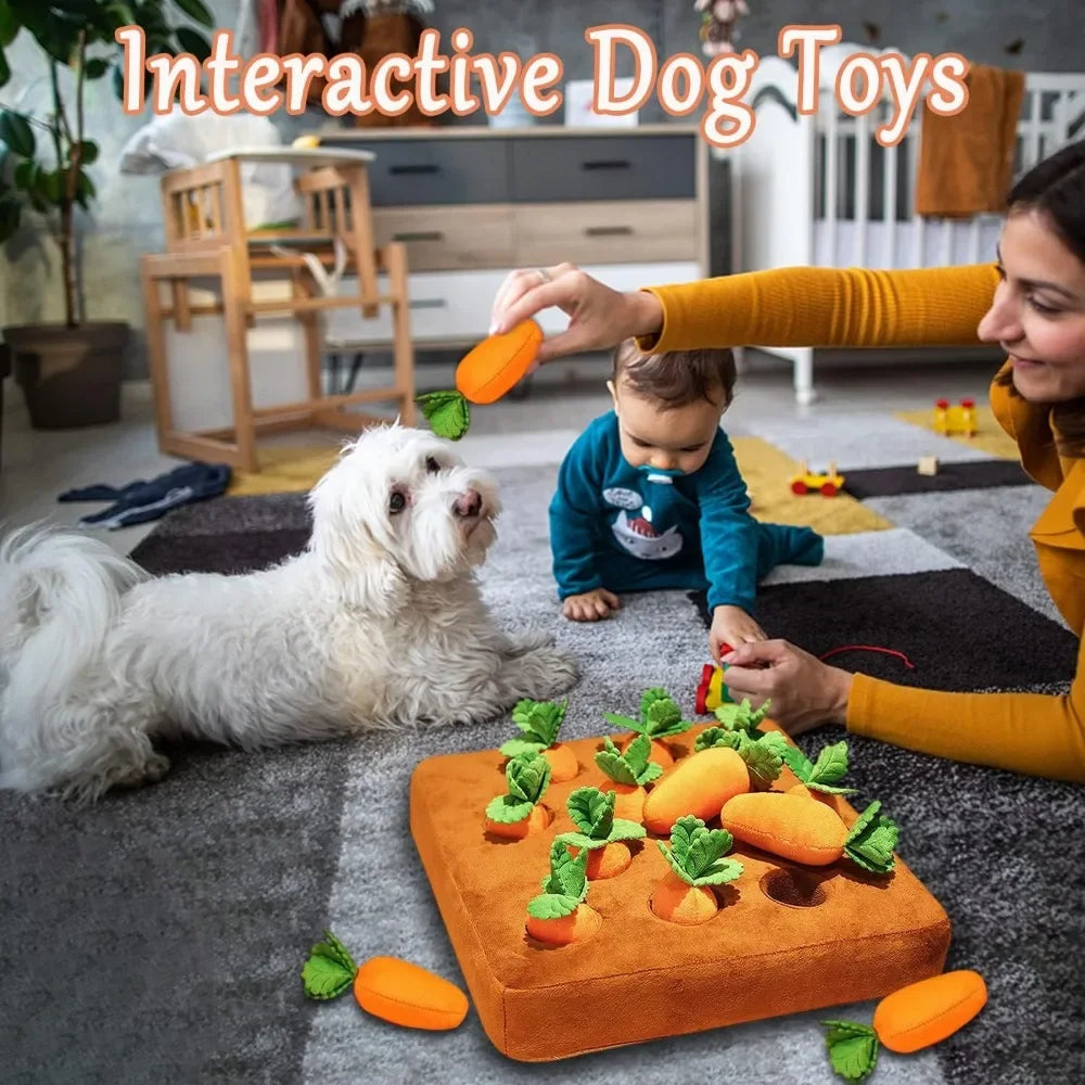 Carrot Snuffle Mat for Dogs Cats Puzzle Toy with 12 Carrots for Small Medium Large Interactive Pet Stress Relief Dogs Chew Toys