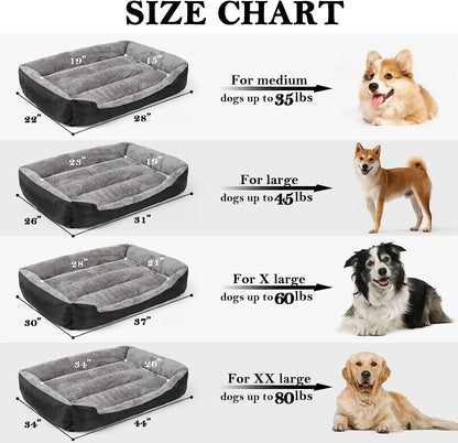 ATUBAN Dog Bed, Dog Beds for Large Medium Dogs, Rectangle Washable Dog Bed Comfortable and Breathable Large Dog Bed, Pet Bed