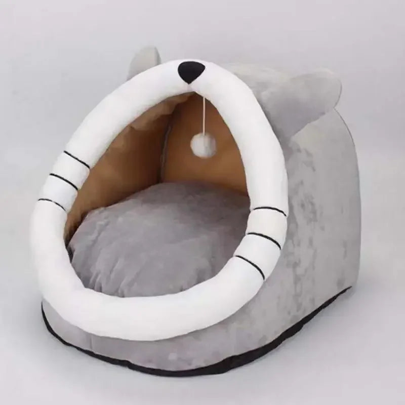 Sweet Cat Bed Warm Pet Basket Cozy Kitten Lounger Cushion Cat House Tent Very Soft Small Dog Mat Bag For Washable Cave Cats Beds