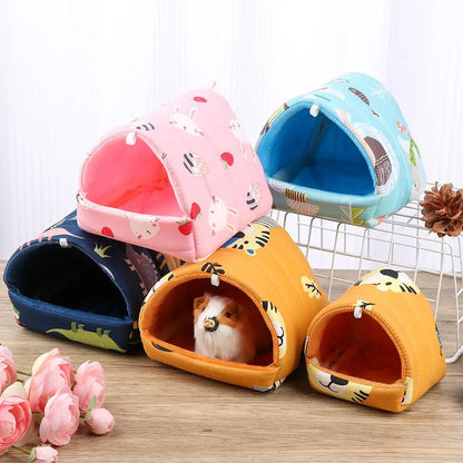 Cute Mini Cage Rabbit Squirrel Winter Warm Mat Guinea Pig Nest Hamster House Small Animal Sleeping Bed Pet Hanging Cage