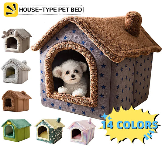 Foldable Cat Bed Pet Dog House Winter Cat Villa Sleep Kennel Removable Warm Nest Enclosed Tents Cave Sofa Pet Supplies