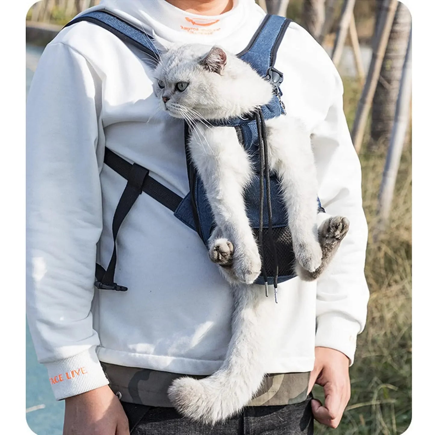 Pet Dog Carrier Backpack Double Shoulder Portable Bag Outdoor Travel Camping Hiking Chest Strap Bag