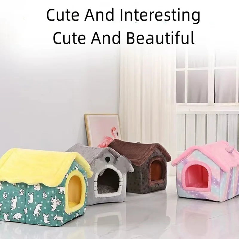 Foldable Cat Bed Pet Dog House Winter Cat Villa Sleep Kennel Removable Warm Nest Enclosed Tents Cave Sofa Pet Supplies