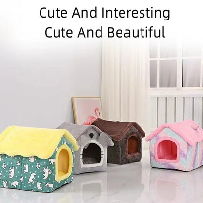 Foldable Cat Bed Pet Dog House Winter Cat Villa Sleep Kennel Removable Warm Nest Enclosed Tents Cave Sofa Pet Supplies