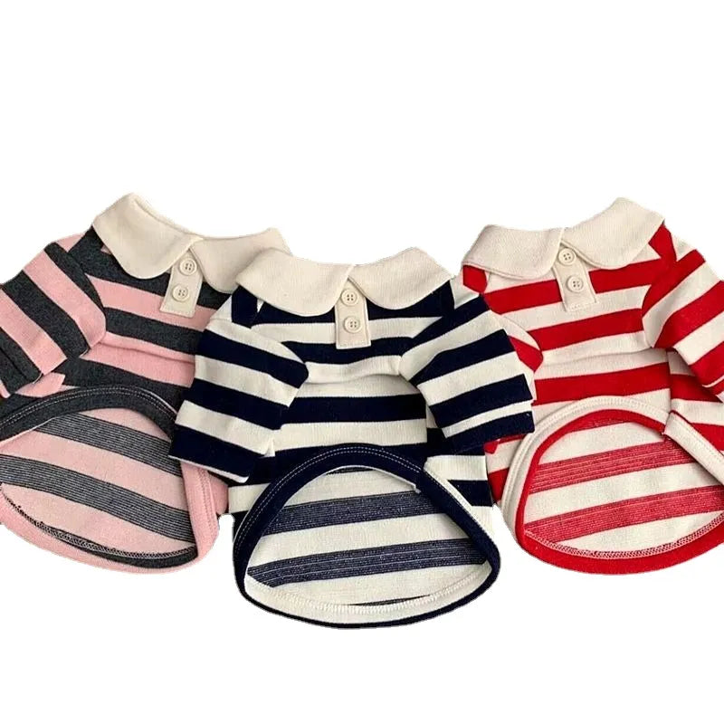 Dog Clothes Schnauzer Teddy York Shire Polo Shirt Summer Dress Striped Pet T-Shirt Dog Costume Soft Pullover Suit for Dog Puppy