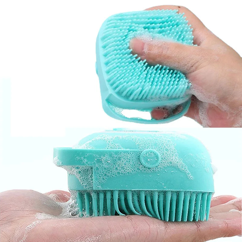 Bathroom Dog Bath Brush Massage Gloves Soft Safety Silicone Comb with Shampoo Box Pet Accessories for Cats Shower Grooming Tool