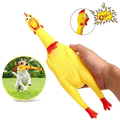 Dog Toy Squeeze Sound Screaming Chicken New Pet Dog Squeak Toy For Dogs Durable and Fun Yellow Rubber Vented Chicken Accessories