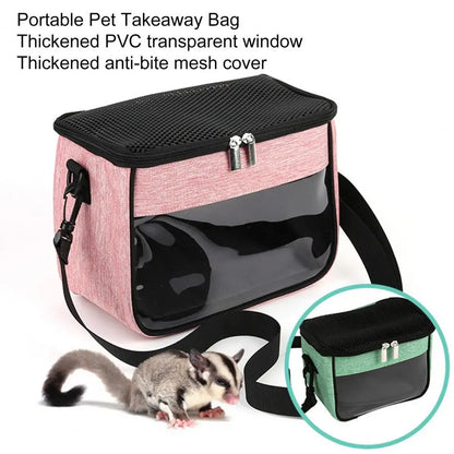 Hamster Carrier Bag with Removable Liner Pet Travel Bag Transparent Window Hedgehogs Chinchillas Ferrets Small Pet Carrier Bag