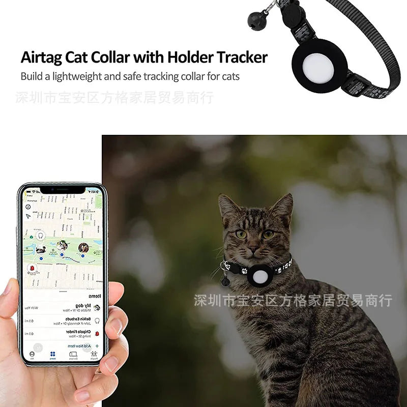 Pet Mini GPS Tracker with cat footprints Pet Detection Wearable Tracker Bluetooth for Cat Dog Anti-lost Colorful Tracker Collar