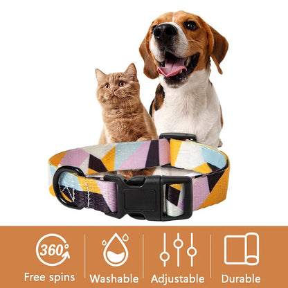 Bohemia Style Dog Collar and Leash Set for Small Medium Large Dogs Adjustable Puppy Cat Walking Collars Pet Supplies Accessories