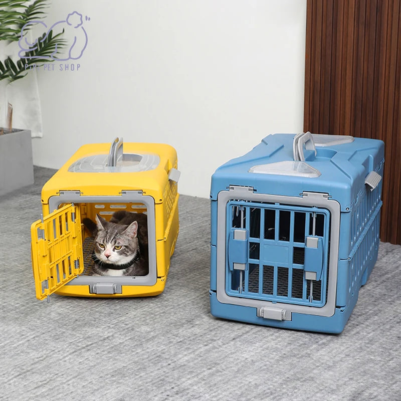 Collapsible Puppy Crate Reusable Folding Breathable Hard Sided Cat Transport Box Pet Carrier for Small Dogs Rabbit Small Animals