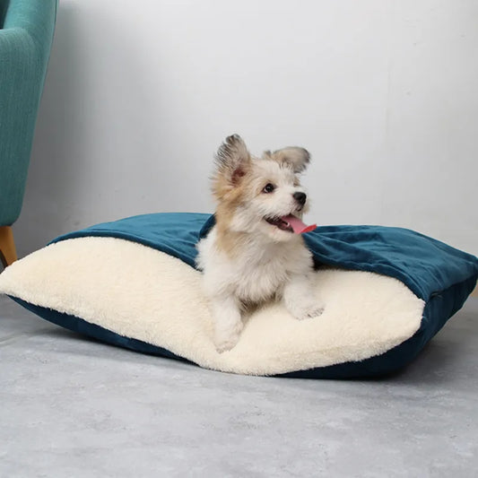 Winter Warm Dogs Kennel Pet Bed Removable Washable Bite-resistant Puppy Sofa Cushion Plush Cat Mat for Large Pet Sleeping Bag