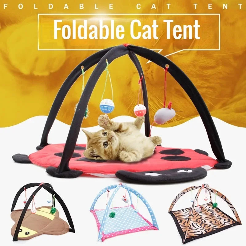 Pet Cat Toy Bed Kitten Tent with 4 Fun Bell Toy Pedant Lightweight Cat Hammock Safe Multifunctional for Home Dog Accessories