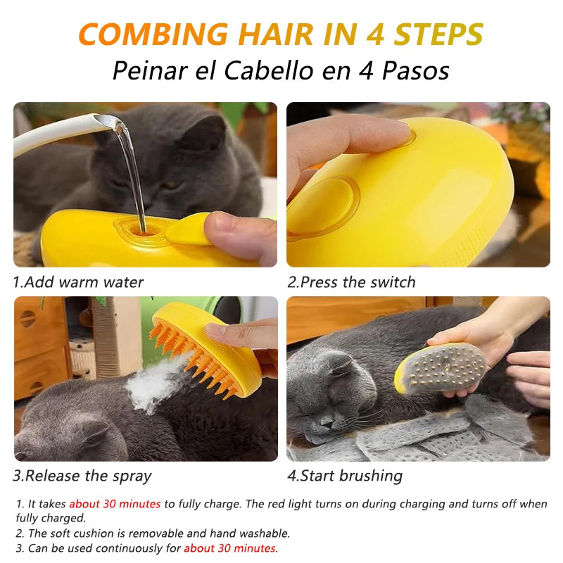 Cat Steamy Brush 3-in-1 Steamy Dog Brush Electric Spray Cat Hair Brushes Pet Grooming Massage Comb Hair Removal Pet Accessories