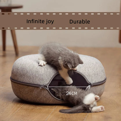 Donut Cat Bed Pet Cat Tunnel Interactive Game Toy Cat Bed Dual-use Indoor Toy Kitten Sports Equipment Cat Training Toy Cat House