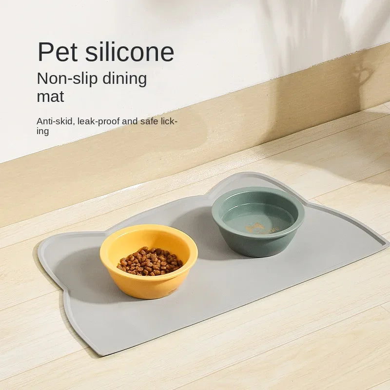 Pet Silicone Food Mat Bowl Pad Leak-Proof Non-Slip Feeding Mats Cushion for Cats Dogs Pet Items