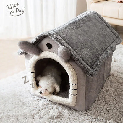 Foldable Cat House Sleep Bed  Warm Cave Dog Kennel Removable Cushion Cave Soft Washable Huts Sofa for Cats Kittens Puppy Nest