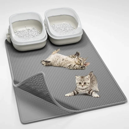 Pet Cat Litter Mat Waterproof EVA Double Layer Cat Litter Trapping Pet Litter Box Mat Clean Pad Products For Cats Accessories