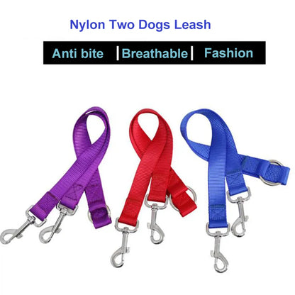 Double Twin Dual Coupler Dog Leash Two in One Strong Nylon V Shape Pet Dog Leash Colorful Two Ways Pet Lead