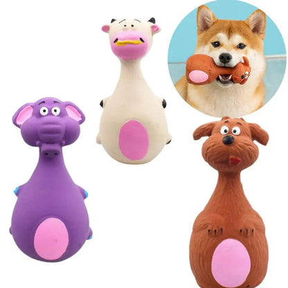 Latex Dog Toys Sound Squeaky Elephant/Cow Animal Chew Pet Rubber Vocal Toys For Small Large Dogs Bite Resistant Interactive Toys