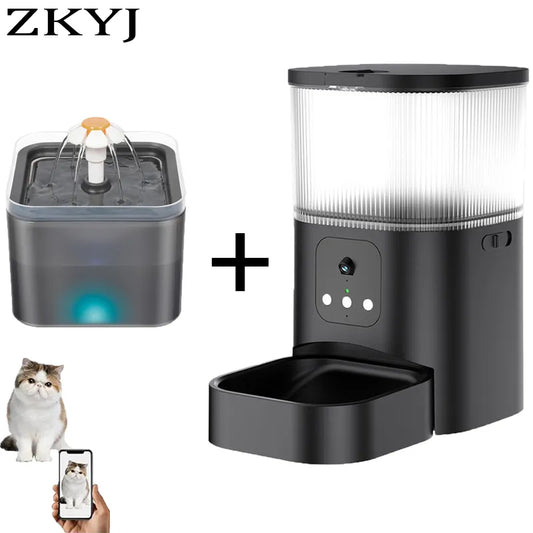 Smart Pet Feeder With Camera Cat Automatic Feeder Supports Voice And Video WIFI Dog Food Feeding Bowl 3L Intelligent Feeder