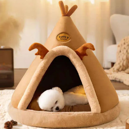 New Pet Tent House Cat Bed Warm Winter Cat Dog House Deep Sleep For Puppy Cat Indoor Outdoor Tent With Cushion Pet Supplies