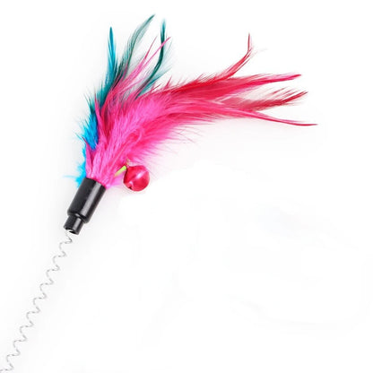 Cat Interactive Toy with Sucker Spring Feather Plush Funny Kitten Pet Toys Random Color  аксесуари для котів