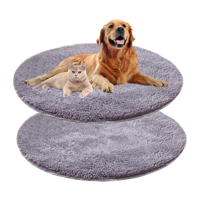 Round Dog Bed Mat Long Plush Cat Blanket Fluffy Lounger Dog Cushion Warm Pet Bed House For Small Large Dogs Cats Pet Supplies