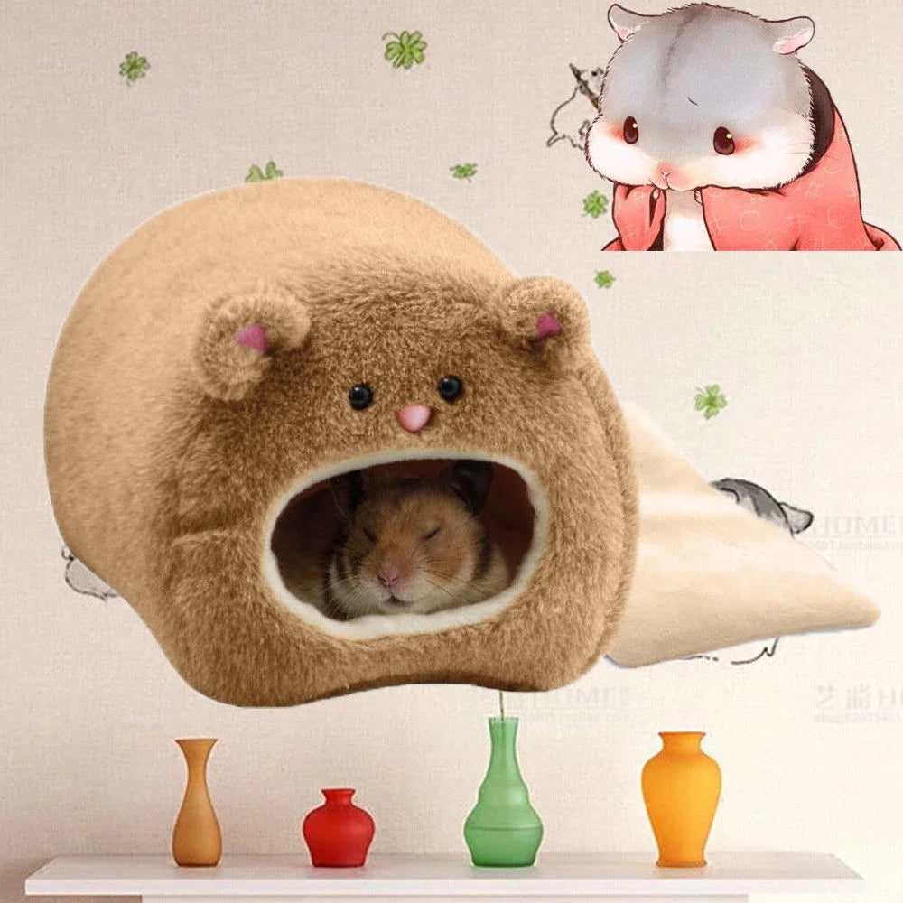 Hamster Soft Warm Bed Rat Hammock Pig Squirrel Winter Pet Toy Hamster Cage House Hanging Nest+Mat House Bed Animal Mice Rat Nest